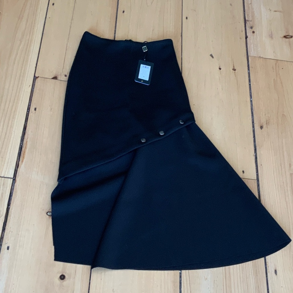Black Asymmetric Merlot Hem Skirt XS ASDF